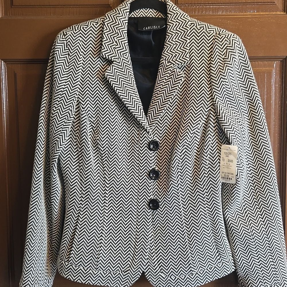 Carlisle-2 pc. wool blend blk/iv jkt with matching skirt Sz 10 NWT